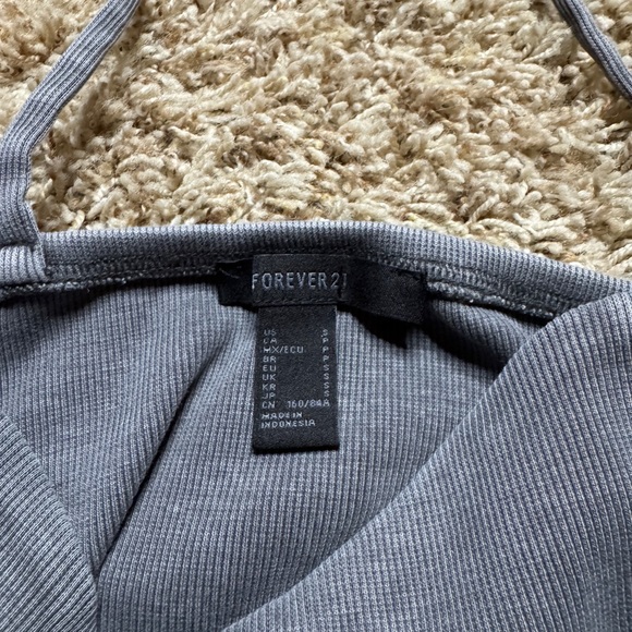 Grey Ribbed Crop Top - Picture 2 of 3